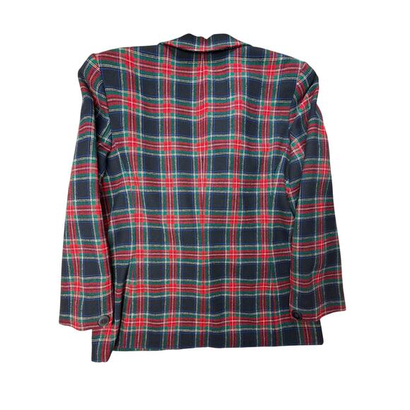 Pendleton Women's Holiday Blazer Sz 12 | 100% Virgin Wool Red Green Plaid VTG - Picture 2 of 8